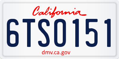CA license plate 6TSO151