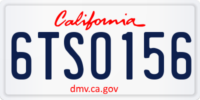 CA license plate 6TSO156