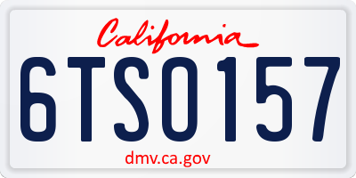 CA license plate 6TSO157