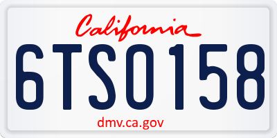 CA license plate 6TSO158