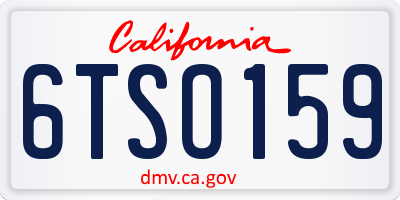CA license plate 6TSO159