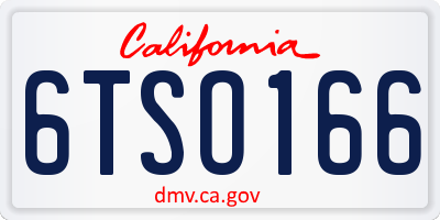 CA license plate 6TSO166