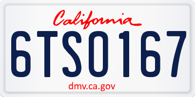 CA license plate 6TSO167