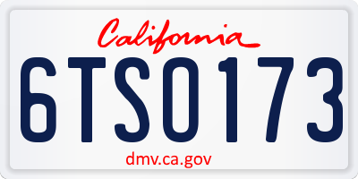 CA license plate 6TSO173