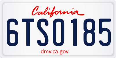CA license plate 6TSO185