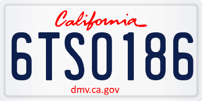 CA license plate 6TSO186