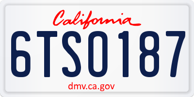 CA license plate 6TSO187