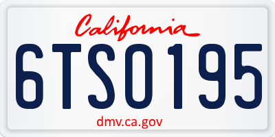 CA license plate 6TSO195