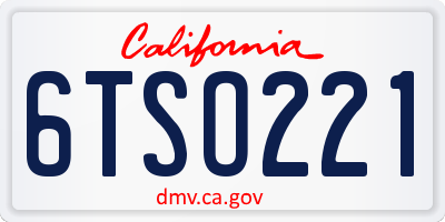 CA license plate 6TSO221