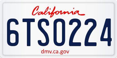 CA license plate 6TSO224
