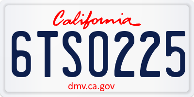 CA license plate 6TSO225