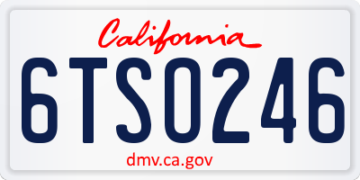 CA license plate 6TSO246