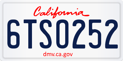 CA license plate 6TSO252