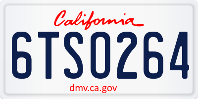 CA license plate 6TSO264