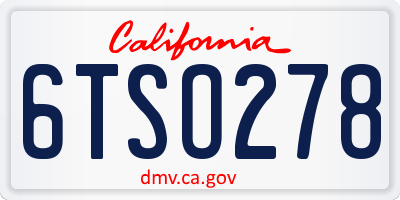 CA license plate 6TSO278