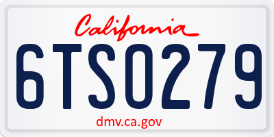 CA license plate 6TSO279