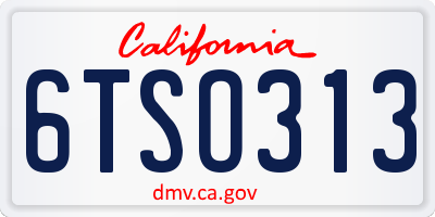 CA license plate 6TSO313