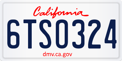 CA license plate 6TSO324