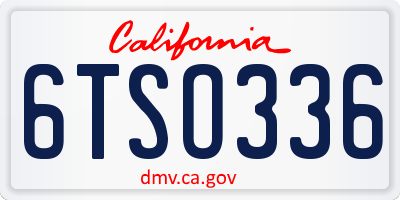 CA license plate 6TSO336
