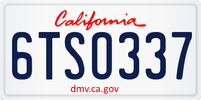 CA license plate 6TSO337
