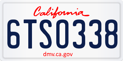 CA license plate 6TSO338