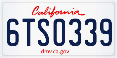 CA license plate 6TSO339