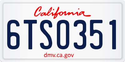 CA license plate 6TSO351