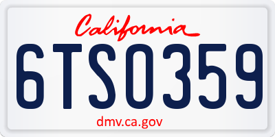 CA license plate 6TSO359