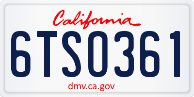 CA license plate 6TSO361