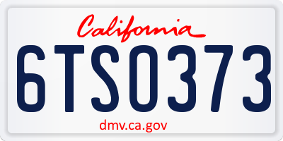 CA license plate 6TSO373