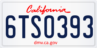 CA license plate 6TSO393