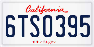 CA license plate 6TSO395