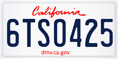 CA license plate 6TSO425