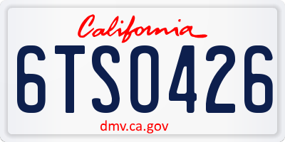 CA license plate 6TSO426