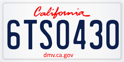 CA license plate 6TSO430