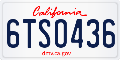 CA license plate 6TSO436