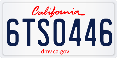 CA license plate 6TSO446