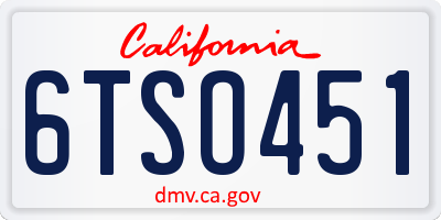 CA license plate 6TSO451