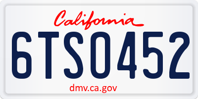 CA license plate 6TSO452