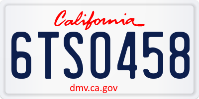 CA license plate 6TSO458