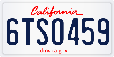 CA license plate 6TSO459