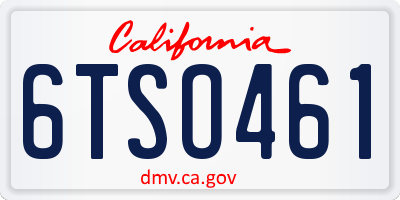 CA license plate 6TSO461
