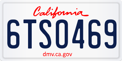 CA license plate 6TSO469