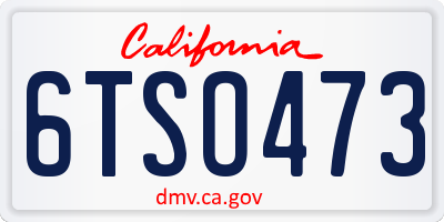 CA license plate 6TSO473