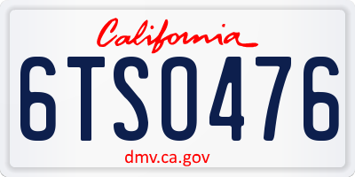 CA license plate 6TSO476