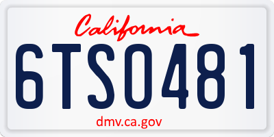 CA license plate 6TSO481