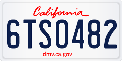 CA license plate 6TSO482