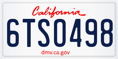 CA license plate 6TSO498