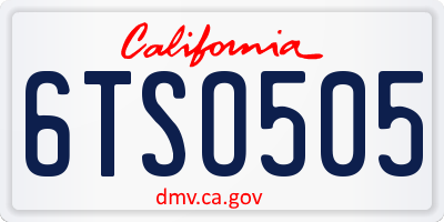 CA license plate 6TSO505