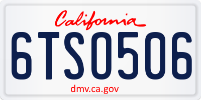 CA license plate 6TSO506